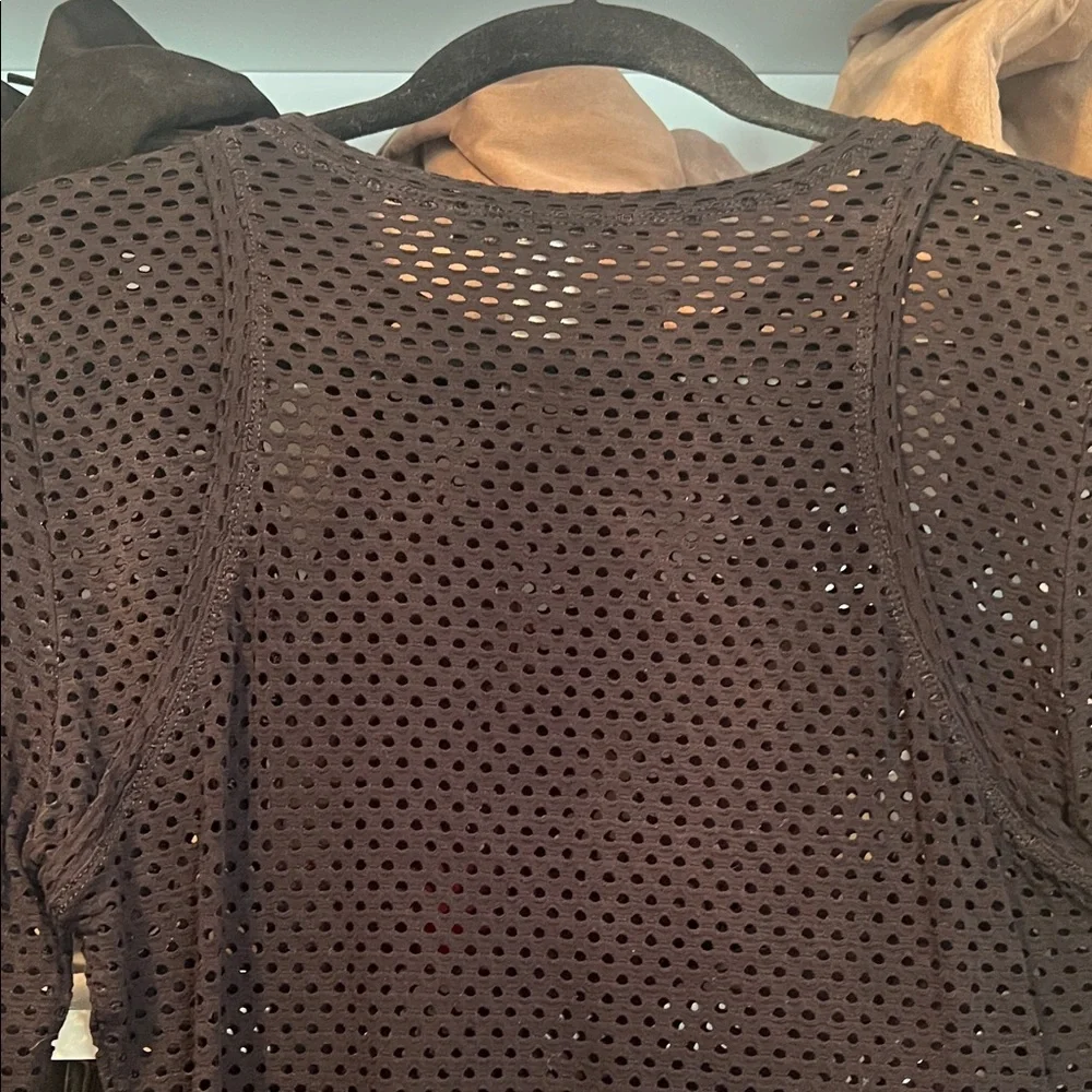 BCBGMaxAzria Black Perforated Long Sleeve Top - Picture 5 of 5
